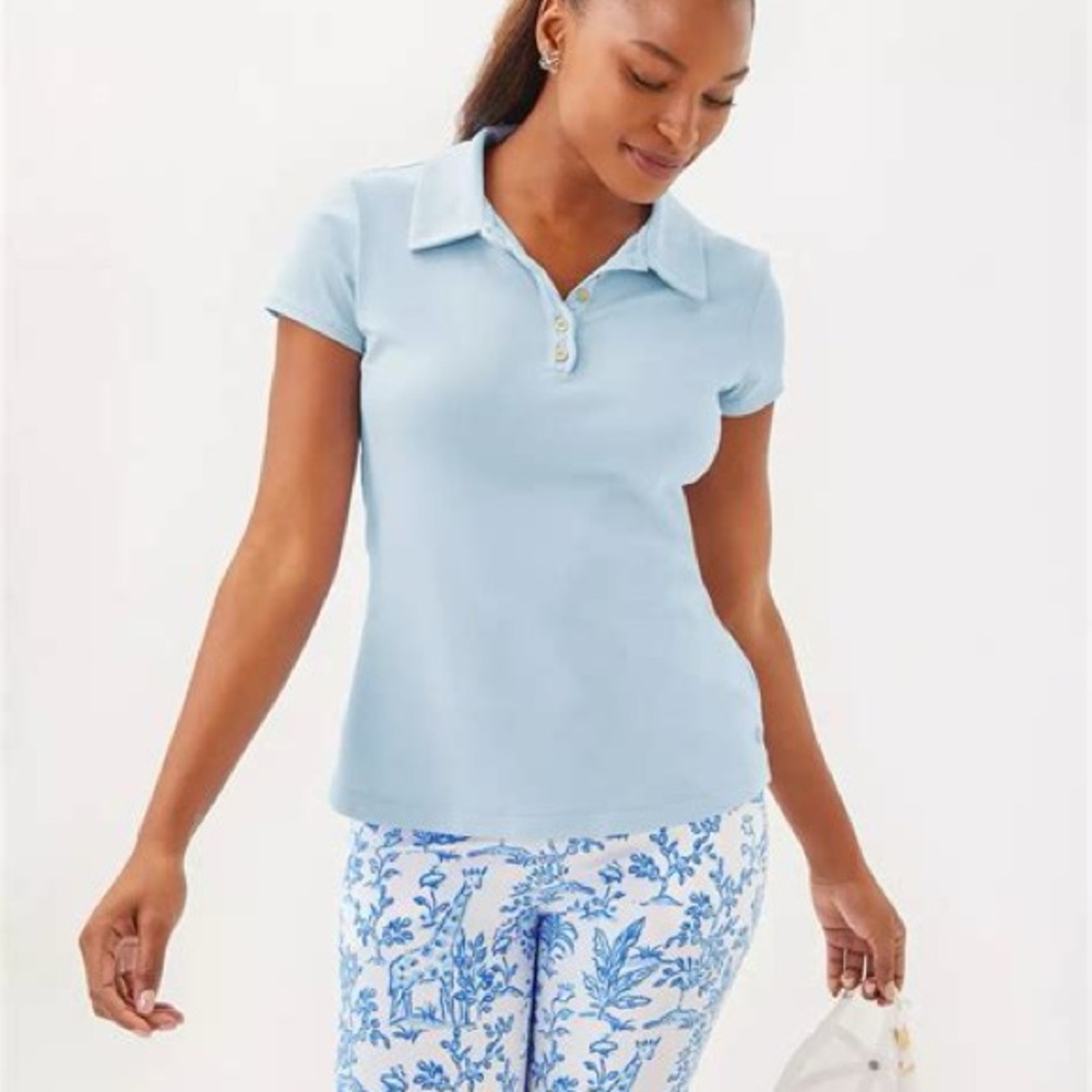 Lilly Pulitzer Luxletic Women's Sky Blue “Frida” Style Polo Shirt